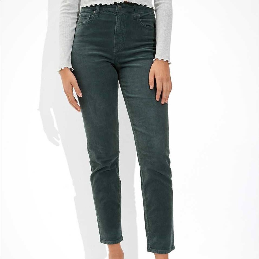 AE Grey Corduroy Mom Jeans